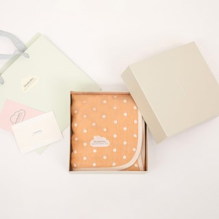 彌月禮推薦-【禮盒組】六層紗被 點點橙 (S/M) 